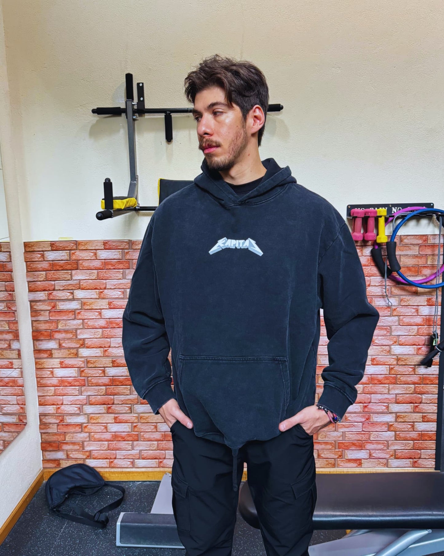 METAL SKULL "PREMIUM HEAVYWEIGHT" DARK WASH OVERSIZED HOODIE