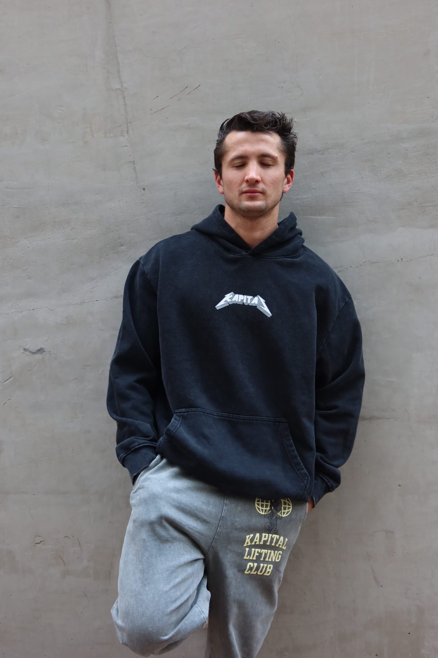METAL SKULL "PREMIUM HEAVYWEIGHT" DARK WASH OVERSIZED HOODIE