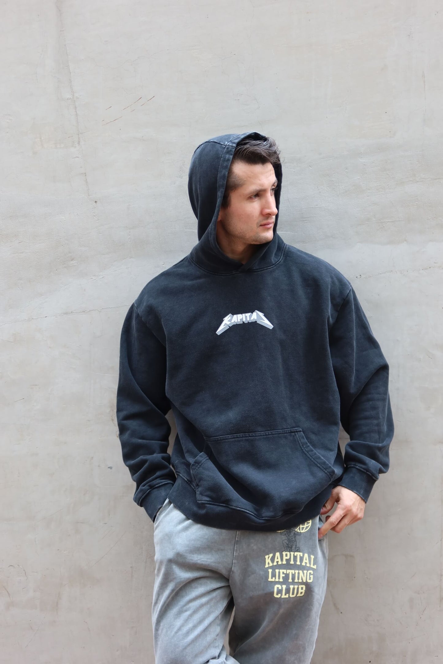 METAL SKULL "PREMIUM HEAVYWEIGHT" DARK WASH OVERSIZED HOODIE