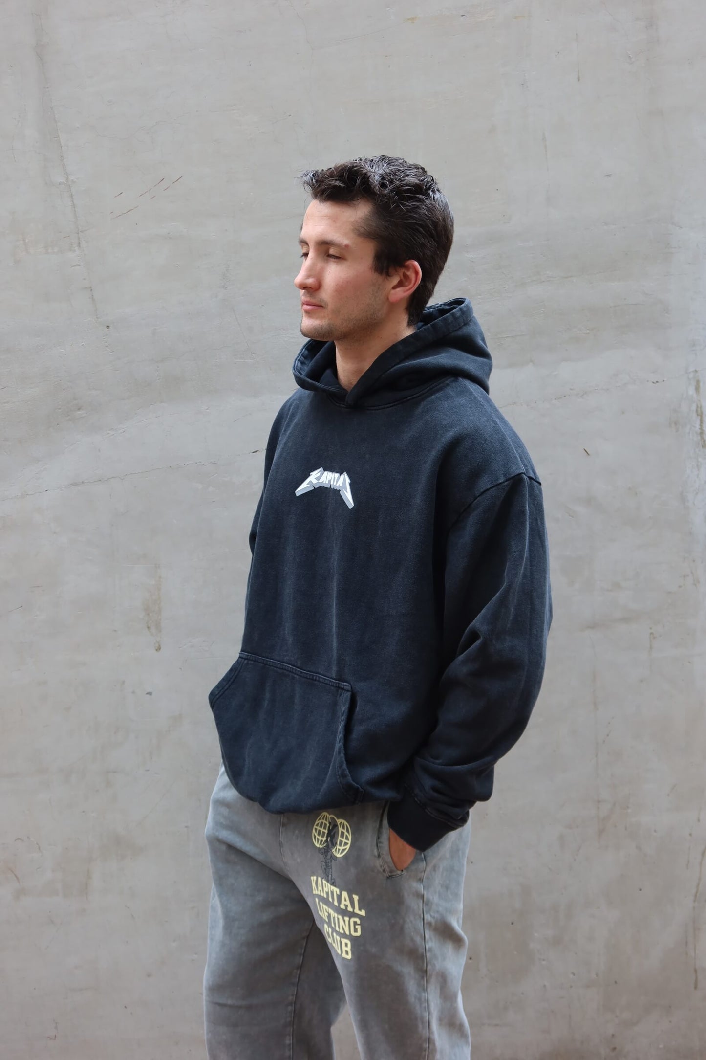 METAL SKULL "PREMIUM HEAVYWEIGHT" DARK WASH OVERSIZED HOODIE