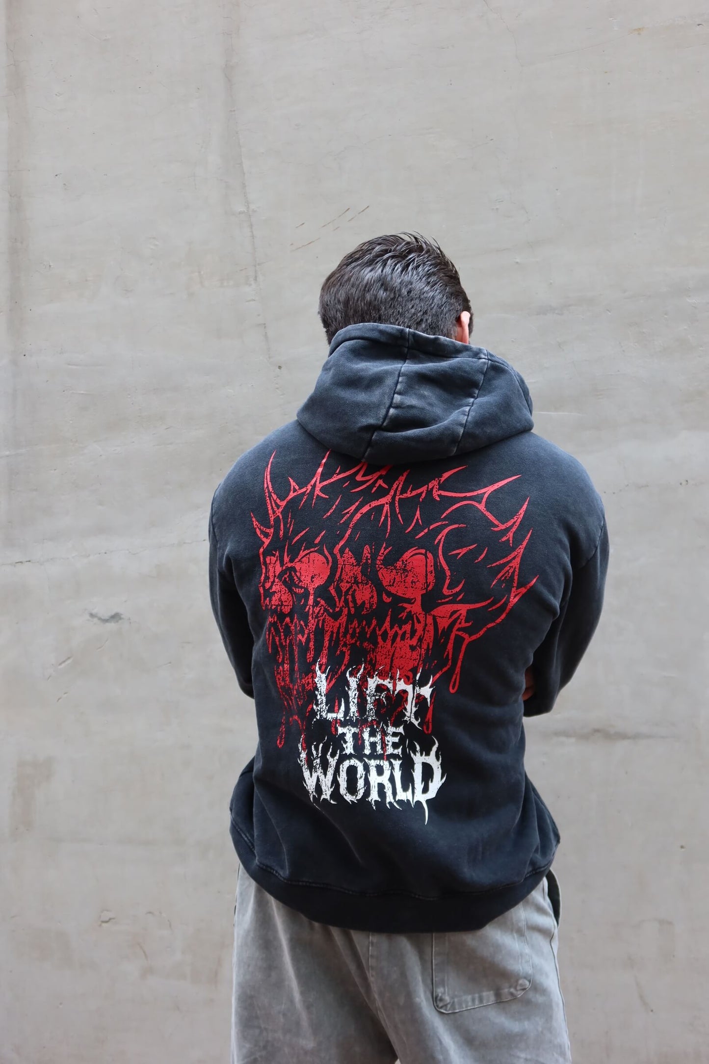 METAL SKULL "PREMIUM HEAVYWEIGHT" DARK WASH OVERSIZED HOODIE