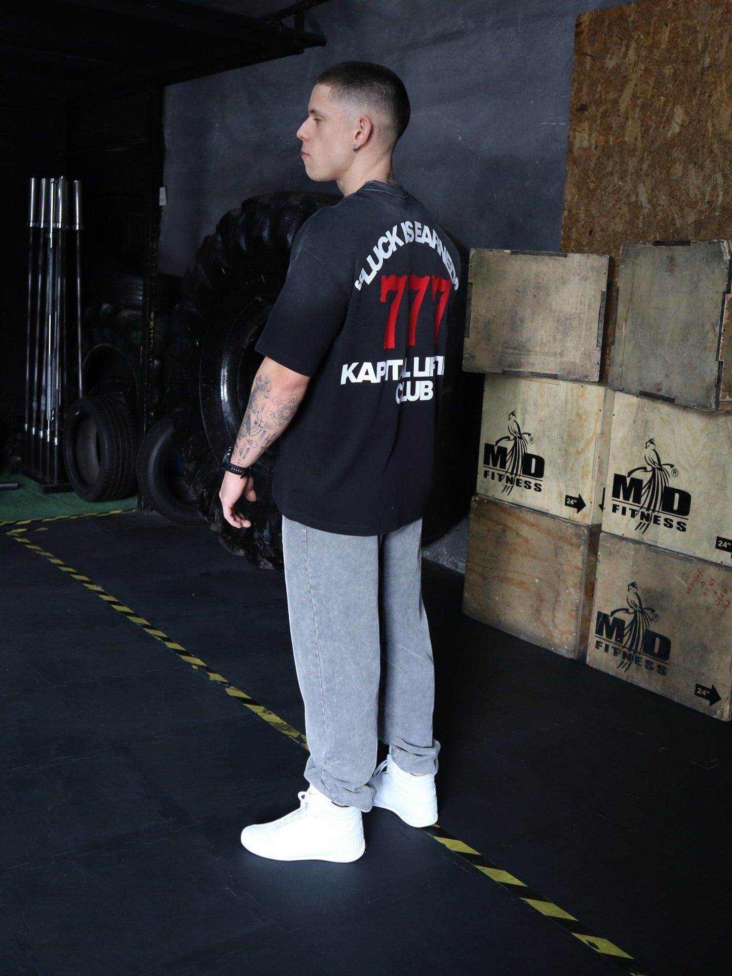 777 Sun Fade Tee – LUCK IS JUST PERSISTENCE "HEAVYWEIGHT PREMIUM VINTAGE" OVERSIZED UNISEX BLACK GRAY TEE