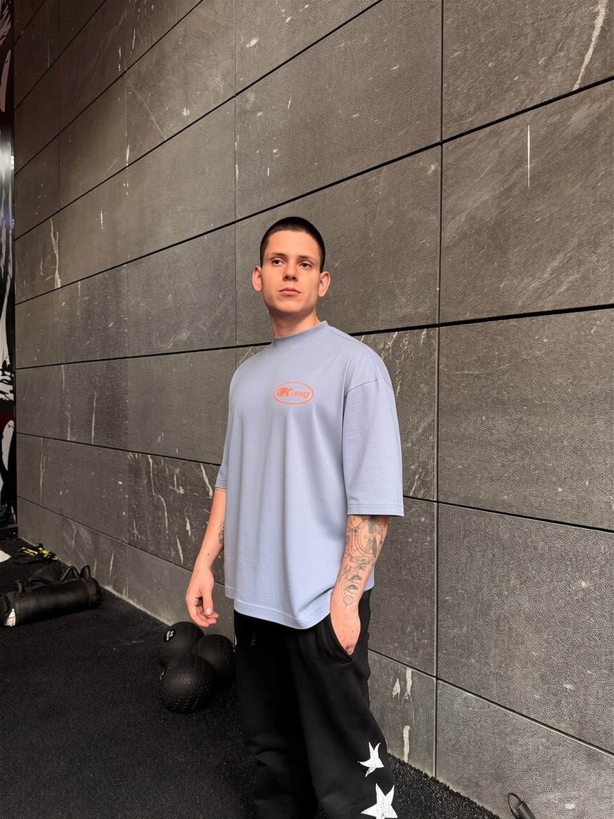 KAPITAL TRAINING DIVISION – "HEAVYWEIGHT PREMIUM" OVERSIZE BOXY FIT PASTEL BLUE