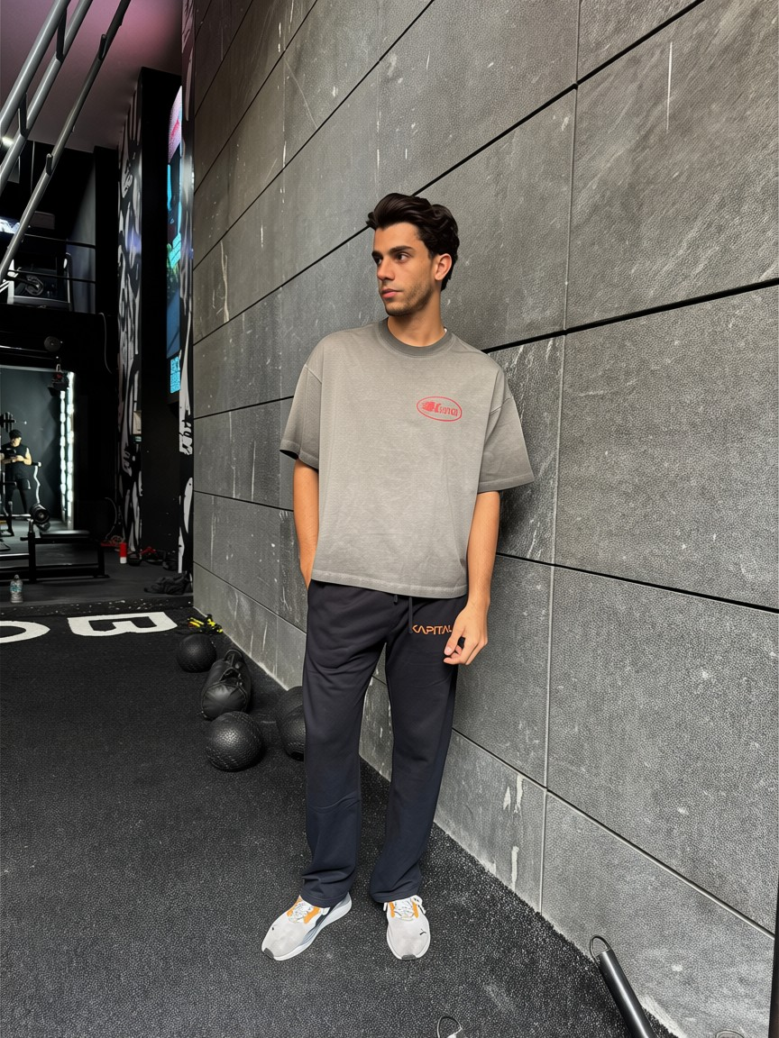 KAPITAL STAR DIVISION "HEAVYWEIGHT PREMIUM" SUPER BOXY OVERSIZED GREY PIGMENT WASH T SHIRT (Copia)