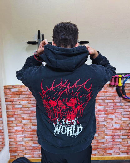 METAL SKULL "PREMIUM HEAVYWEIGHT" DARK WASH OVERSIZED HOODIE