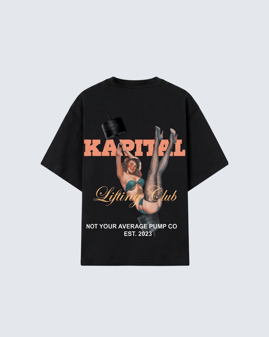 VINTAGE LIFTING PINUP GIRL "HEAVYWEIGHT PREMIUM" BOXY FIT UNISEX TEE