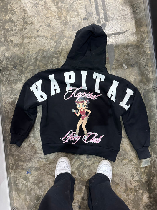 BETTY BOOPXKAPITAL "PREMIUM HEAVYWEIGHT" OVERSIZED CROPPED ZIP HOODIE