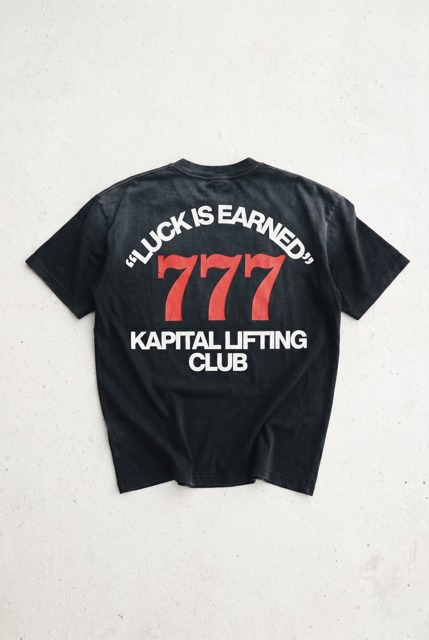 777 Sun Fade Tee – LUCK IS JUST PERSISTENCE "HEAVYWEIGHT PREMIUM VINTAGE" OVERSIZED UNISEX BLACK GRAY TEE