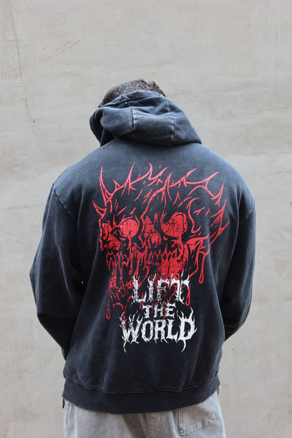 METAL SKULL "PREMIUM HEAVYWEIGHT" DARK WASH OVERSIZED HOODIE
