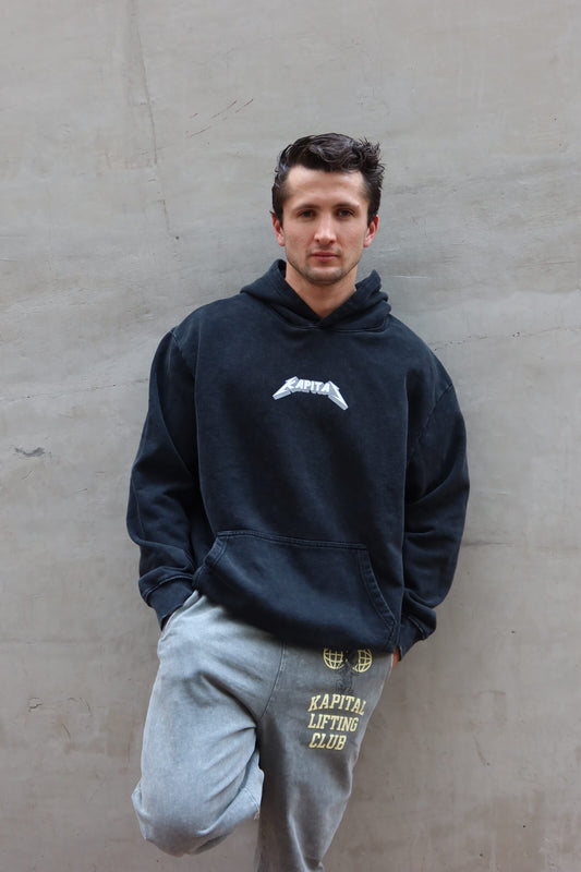 METAL SKULL "PREMIUM HEAVYWEIGHT" DARK WASH OVERSIZED HOODIE