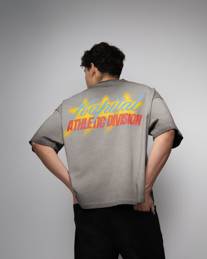 KAPITAL STAR DIVISION "HEAVYWEIGHT PREMIUM" SUPER BOXY OVERSIZED GREY PIGMENT WASH T SHIRT (Copia)