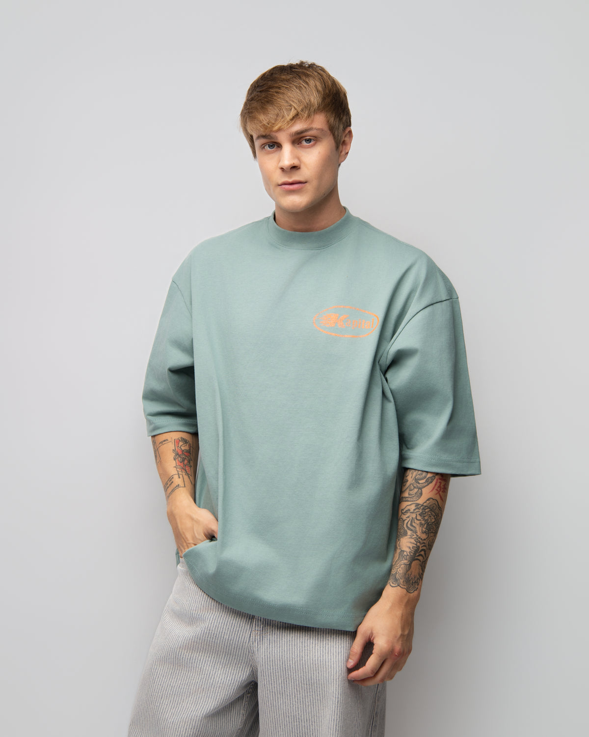 KAPITAL TRAINING DIVISION – "HEAVYWEIGHT PREMIUM" OVERSIZE BOXY FIT PASTEL GREEN