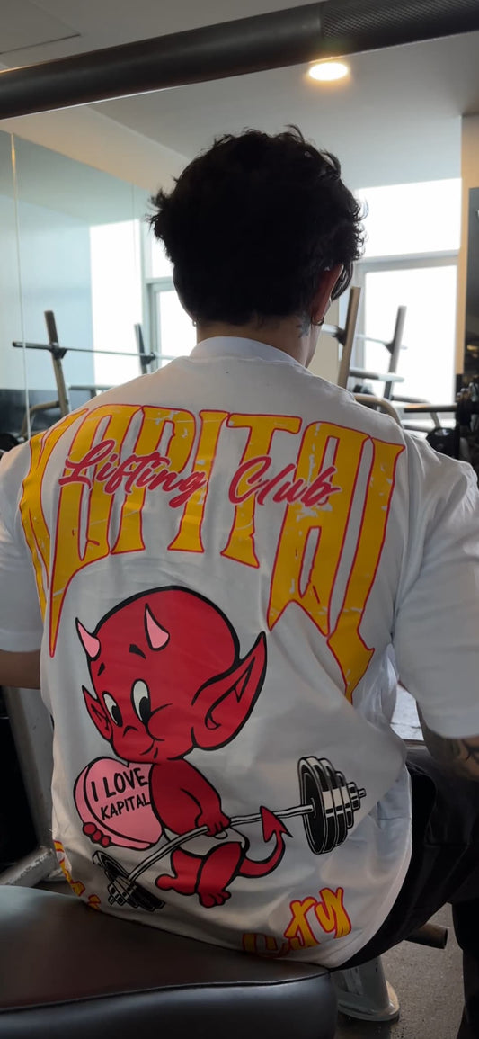 LITTLE DEVIL "HEAVYWEIGHT PREMIUM" OVERSIZED UNISEX WHITE TEE
