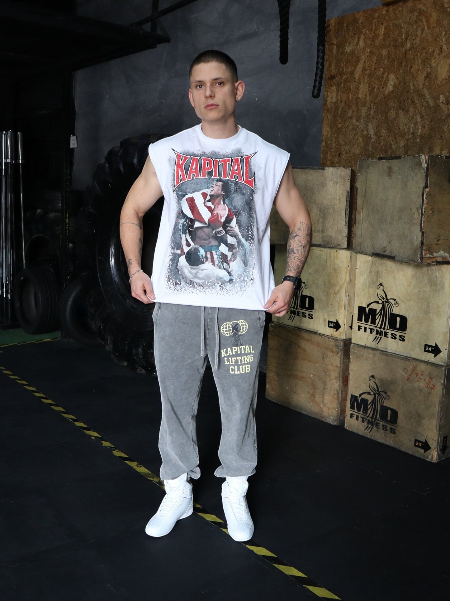 ROCKYXKAPITAL "HEAVYWEIGHT PREMIUM" BOXY FIT CUTOFF TEE
