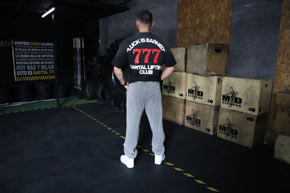 777 Sun Fade Tee – LUCK IS JUST PERSISTENCE "HEAVYWEIGHT PREMIUM VINTAGE" OVERSIZED UNISEX BLACK GRAY TEE