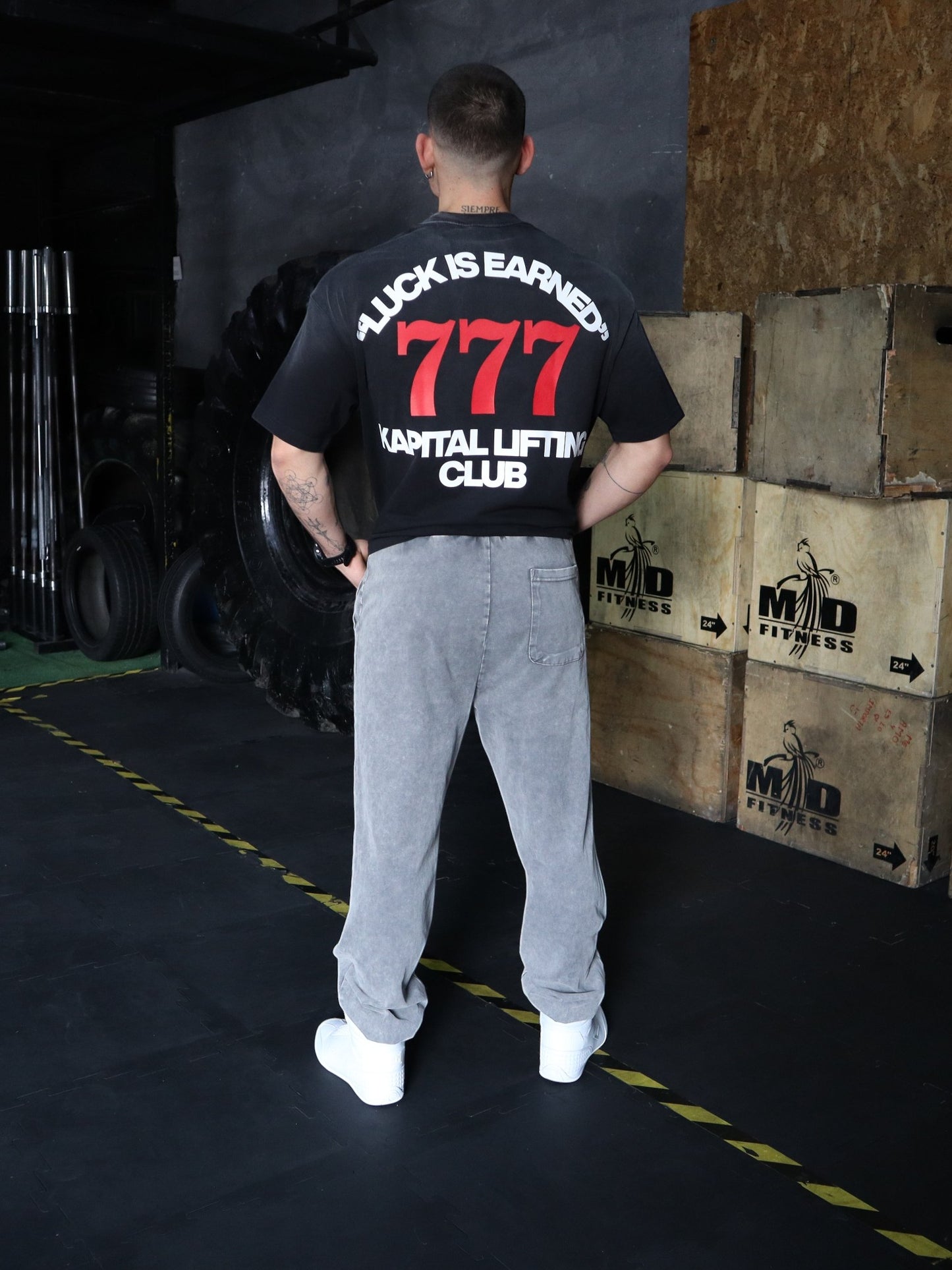 777 Sun Fade Tee – LUCK IS JUST PERSISTENCE "HEAVYWEIGHT PREMIUM VINTAGE" OVERSIZED UNISEX BLACK GRAY TEE