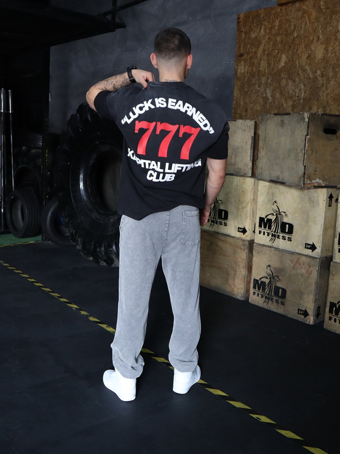 777 Sun Fade Tee – LUCK IS JUST PERSISTENCE "HEAVYWEIGHT PREMIUM VINTAGE" OVERSIZED UNISEX BLACK GRAY TEE