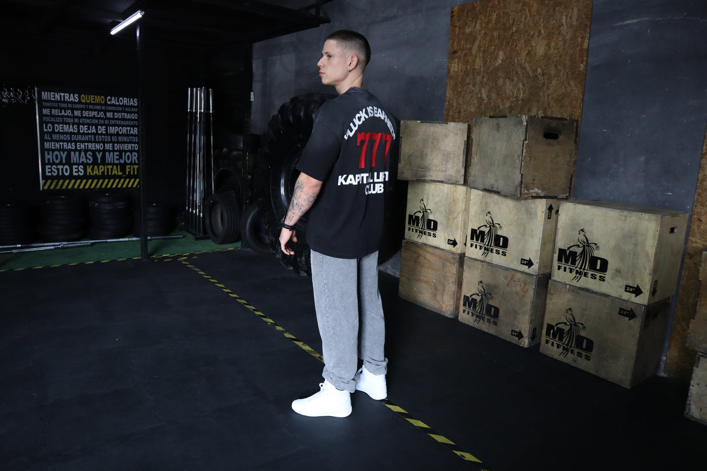 777 Sun Fade Tee – LUCK IS JUST PERSISTENCE "HEAVYWEIGHT PREMIUM VINTAGE" OVERSIZED UNISEX BLACK GRAY TEE