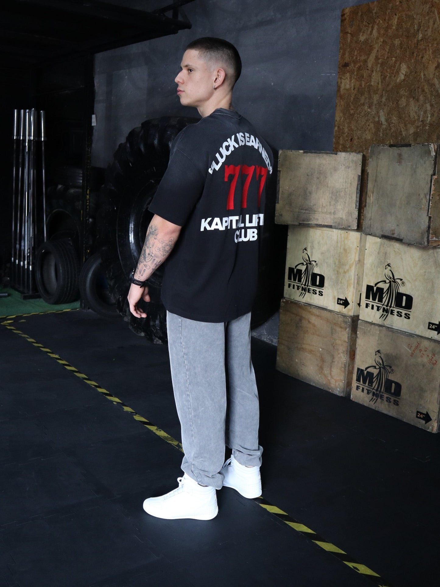 777 Sun Fade Tee – LUCK IS JUST PERSISTENCE "HEAVYWEIGHT PREMIUM VINTAGE" OVERSIZED UNISEX BLACK GRAY TEE