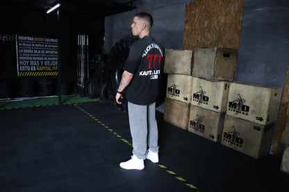 777 Sun Fade Tee – LUCK IS JUST PERSISTENCE "HEAVYWEIGHT PREMIUM VINTAGE" OVERSIZED UNISEX BLACK GRAY TEE