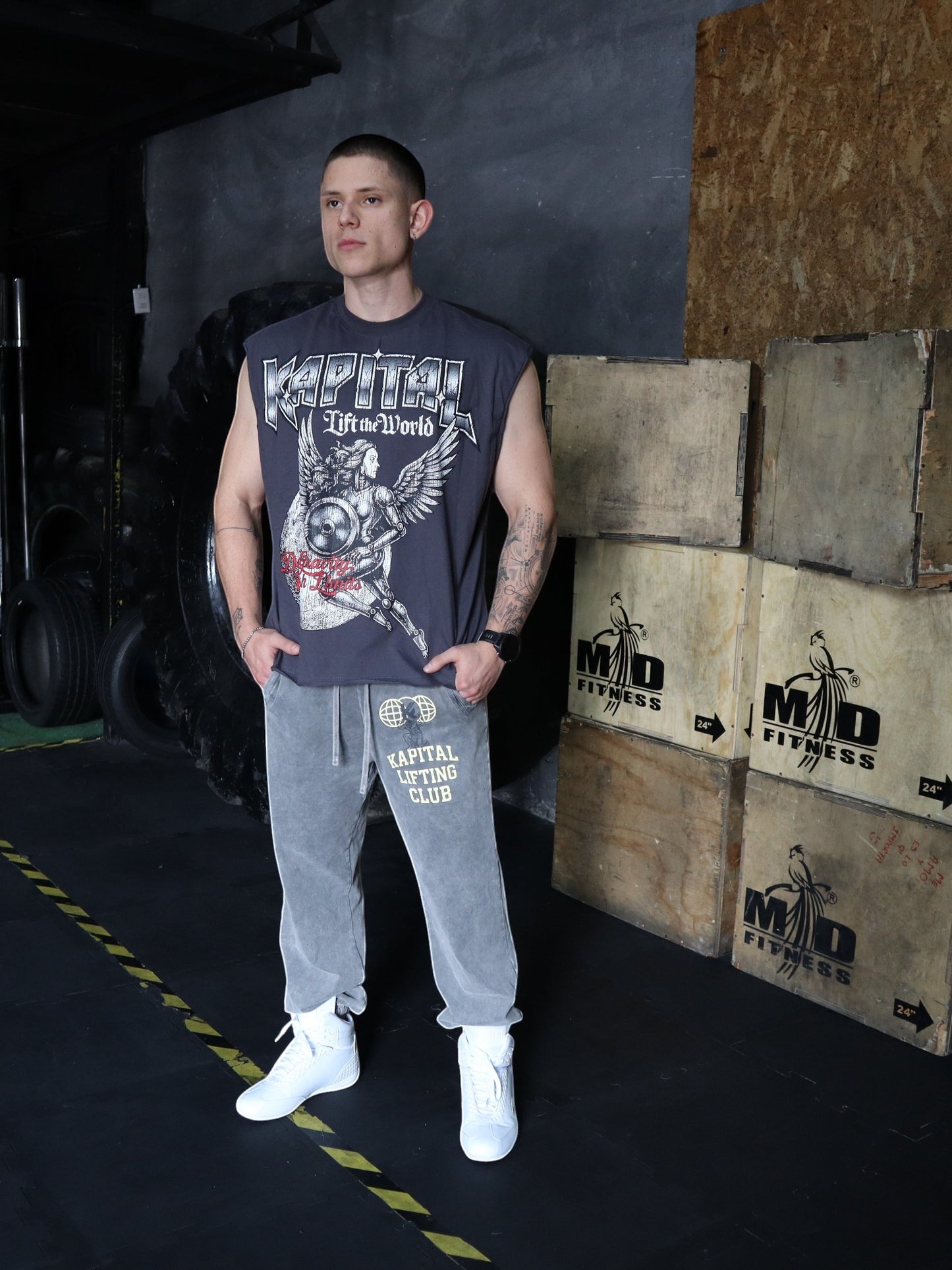 ANGEL OF STEEL "HEAVYWEIGHT PREMIUM" BOXY FIT CUTOFF TEE