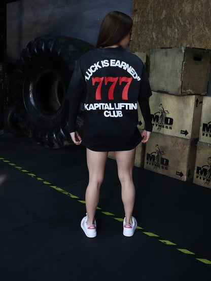 777 Sun Fade Tee – LUCK IS JUST PERSISTENCE "HEAVYWEIGHT PREMIUM VINTAGE" OVERSIZED UNISEX BLACK GRAY TEE