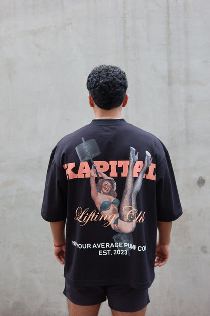 VINTAGE LIFTING PINUP GIRL "HEAVYWEIGHT PREMIUM" BOXY FIT UNISEX TEE