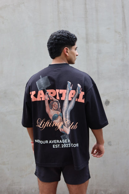 VINTAGE LIFTING PINUP GIRL "HEAVYWEIGHT PREMIUM" BOXY FIT UNISEX TEE