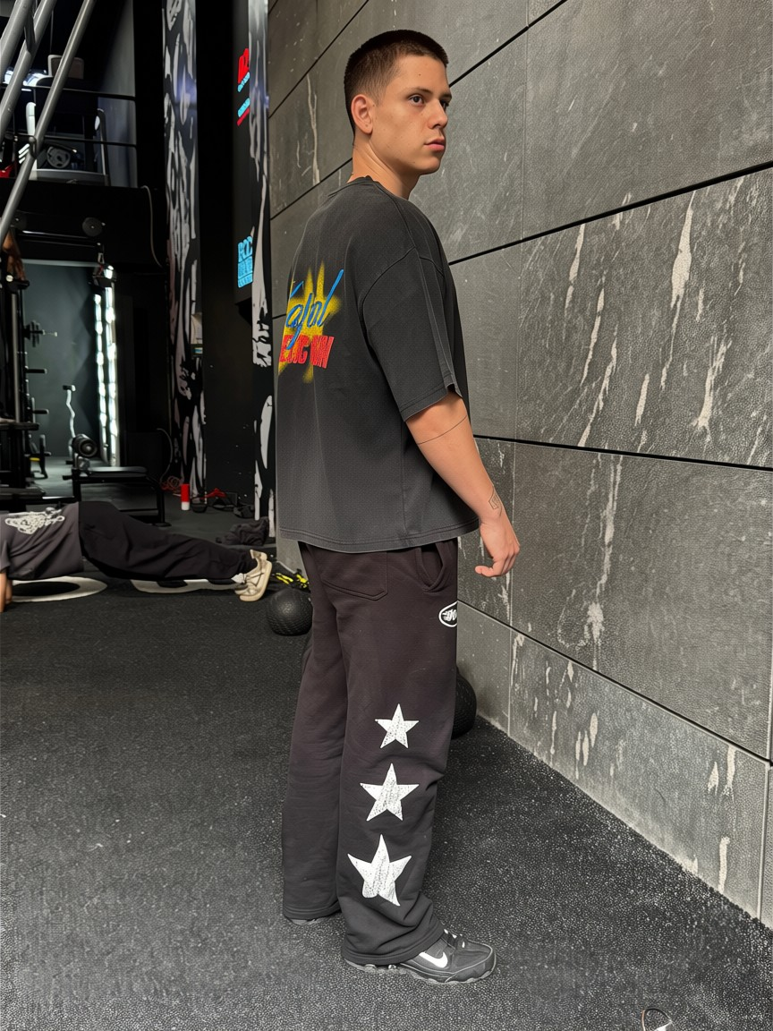 KAPITAL STAR DIVISION "HEAVYWEIGHT PREMIUM" SUPER BOXY OVERSIZED BLACK PIGMENT WASH T SHIRT